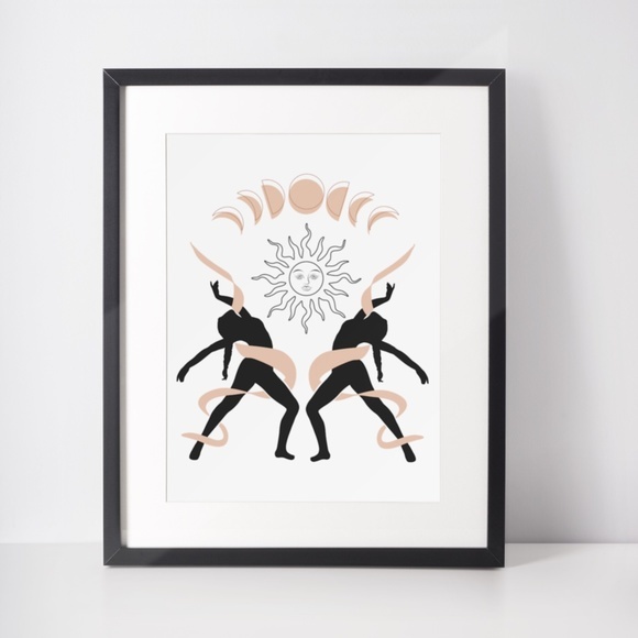 Wall Art Bohemian Woman Silhouette Celestial Print Poster Illustration Unframed - Picture 4 of 6